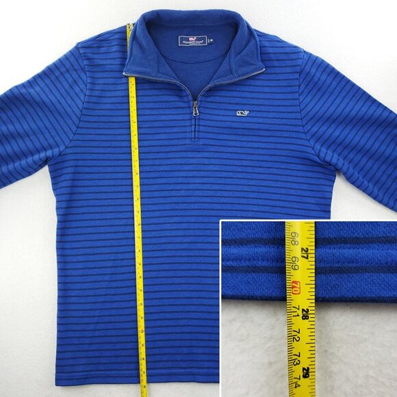 Vineyard Vines Saltwater Quarter 1/4 Zip Pullover Top Whale Striped Men Medium - Picture 7 of 12